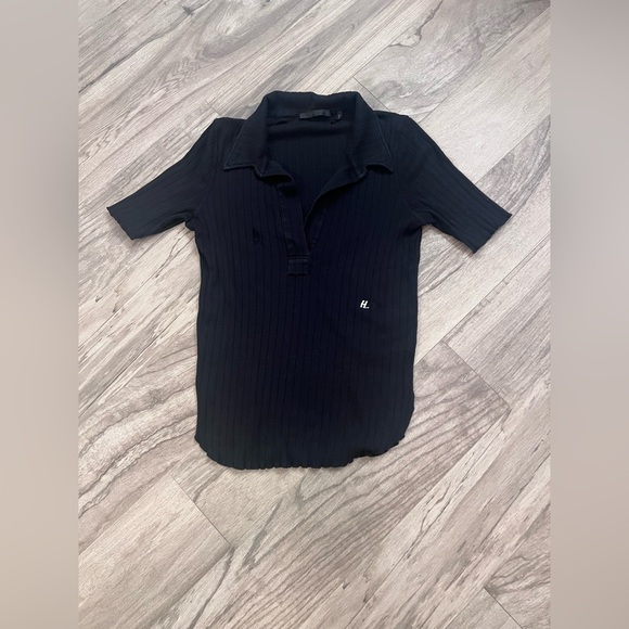 Helmut Lang Black Ribbed Knit Top - Picture 1 of 4